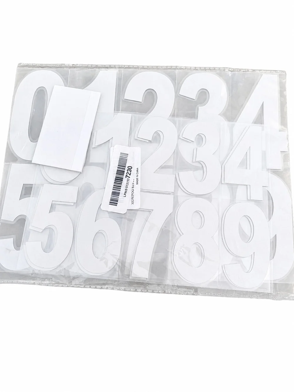 White Adhesive Number Stickers Cake Toppers - Pack of 0-9